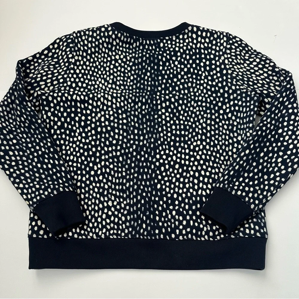J. Crew Navy & White Polka Dot Printed X-Small Crewneck Sweatshirt